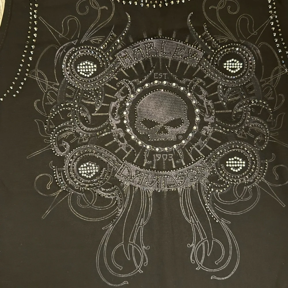 Harley Davidson black tank top w/bling - Picture 3 of 5